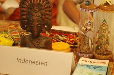 Decorated table of the cultural stand Indonesia