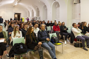 View from the stage into the audience of the Architects Collective Student Award for Healthcare Architecture.