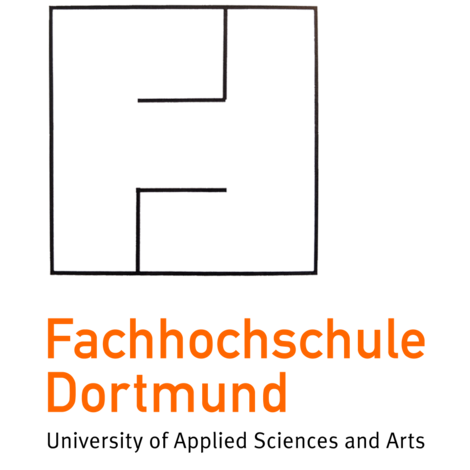 Die Übersicht zeigt das alte FH-Logo, ein in sich verschachteltes F und H, sowie die neue Wort-Marke: der orangefarbene Schriftzug Fachhochschule Dortmund.