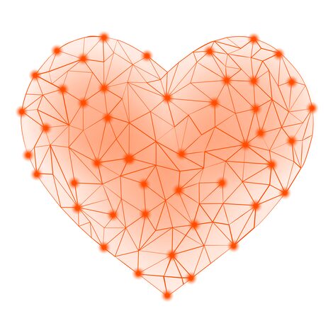 A graphic of an orange heart that is structured like a network and is connected to one another via dots__A graphic of an orange heart that is structured like a network and is connected to one another via dots