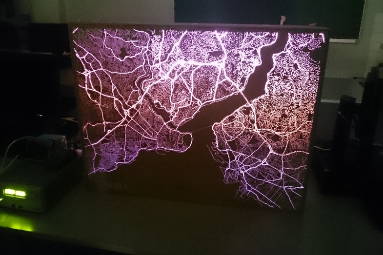 Street map with LED backlighting.