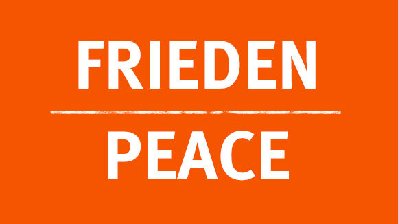 The words Peace and Peace are written on an orange background