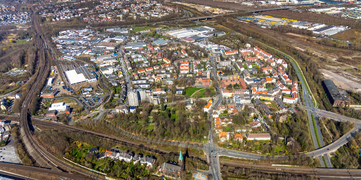 Das Luftbild zeigt den Dortmunder Stadtteil Dorstfeld.