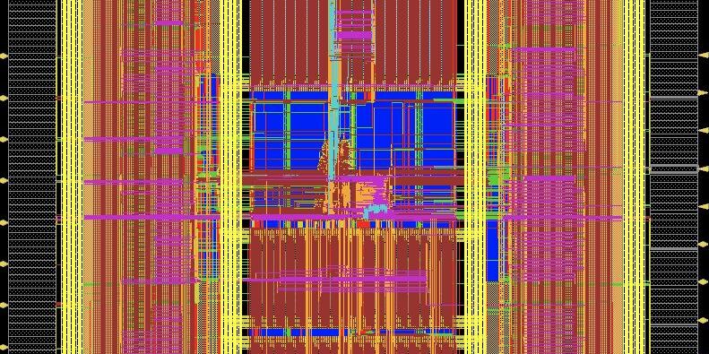 Grafische Darstellung des Aufbaus eines Computerchips.