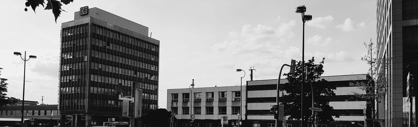 View of the DB high-rise next to the main entrance of Dortmund Central Station