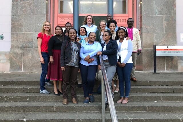 Group photo from the KwaZulu meeting in front of the building