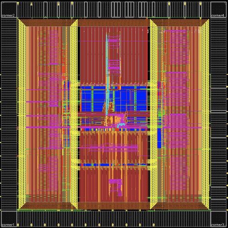 Graphic representation of the structure of a computer chip.